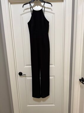 Gianni Bini Black Halter-Strap Wide-Leg Jumpsuit